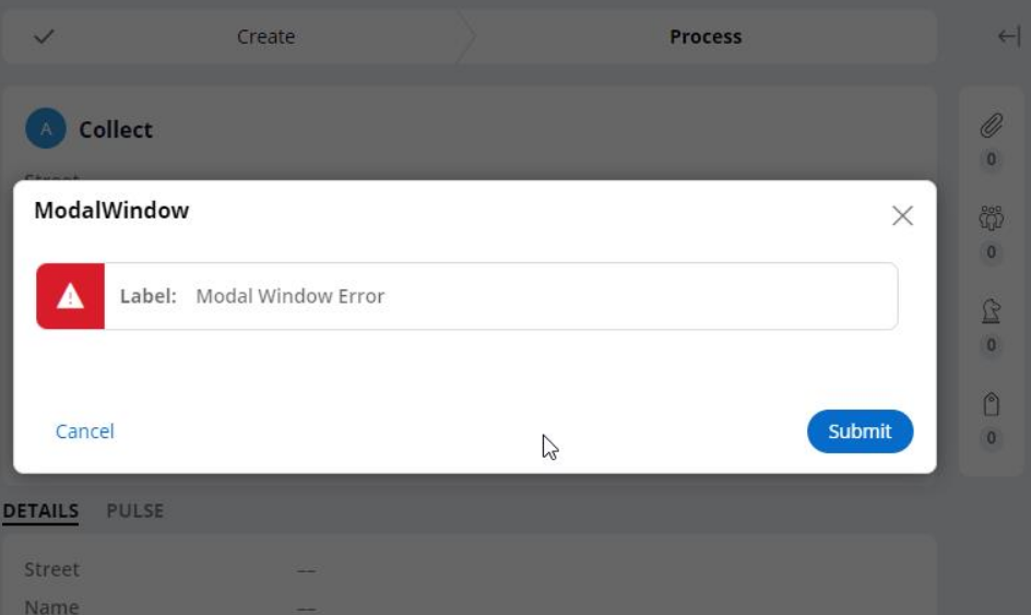 Right Modal Validation